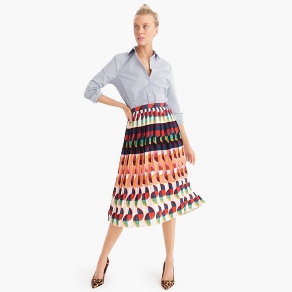 J. Crew Dresses & Skirts - J.Crew Pleated Midi Skirt In Art Deco Print NWOT 0